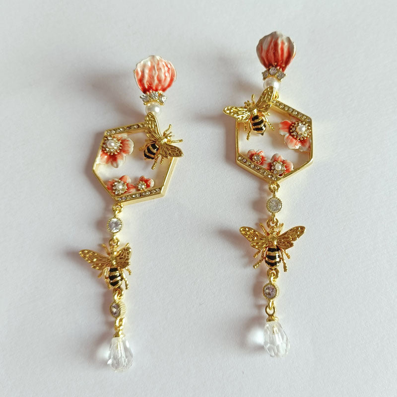 Bee Flower Earrings