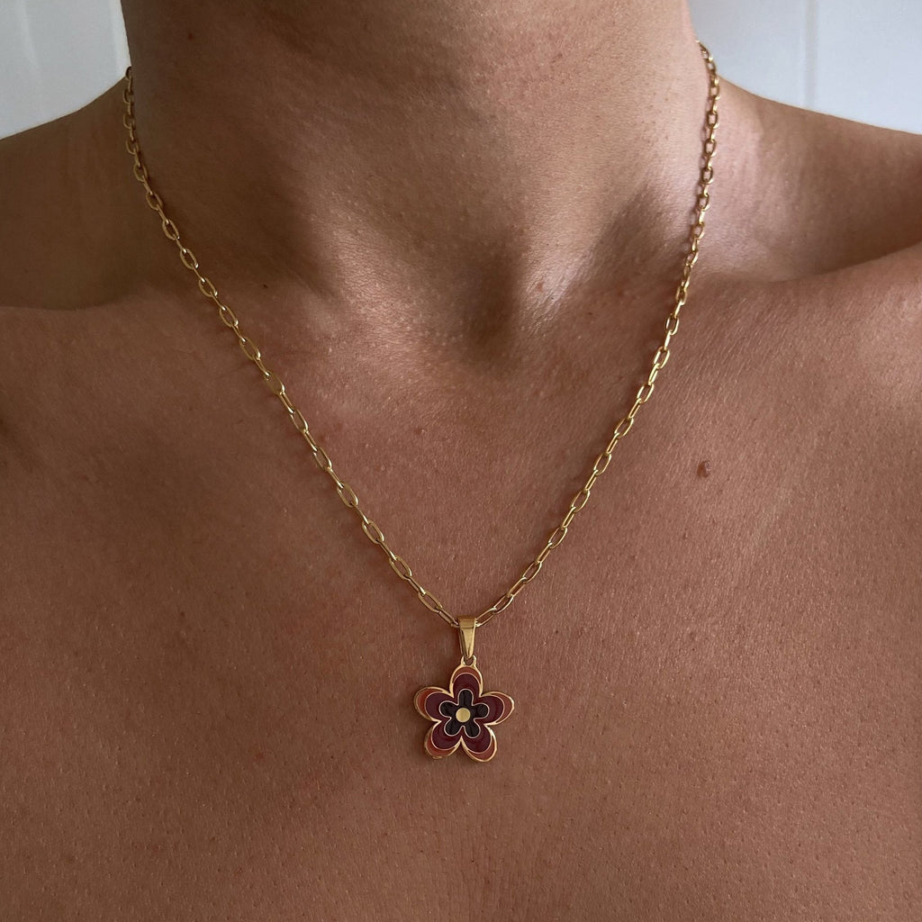 Bold Colorful Flower Pendant Necklace