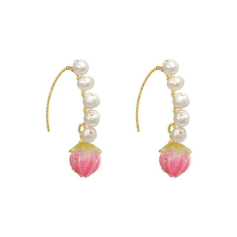 Silver Needle Flower Pearl Earrings