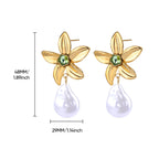 Stainless Steel Green Zircon Earrings