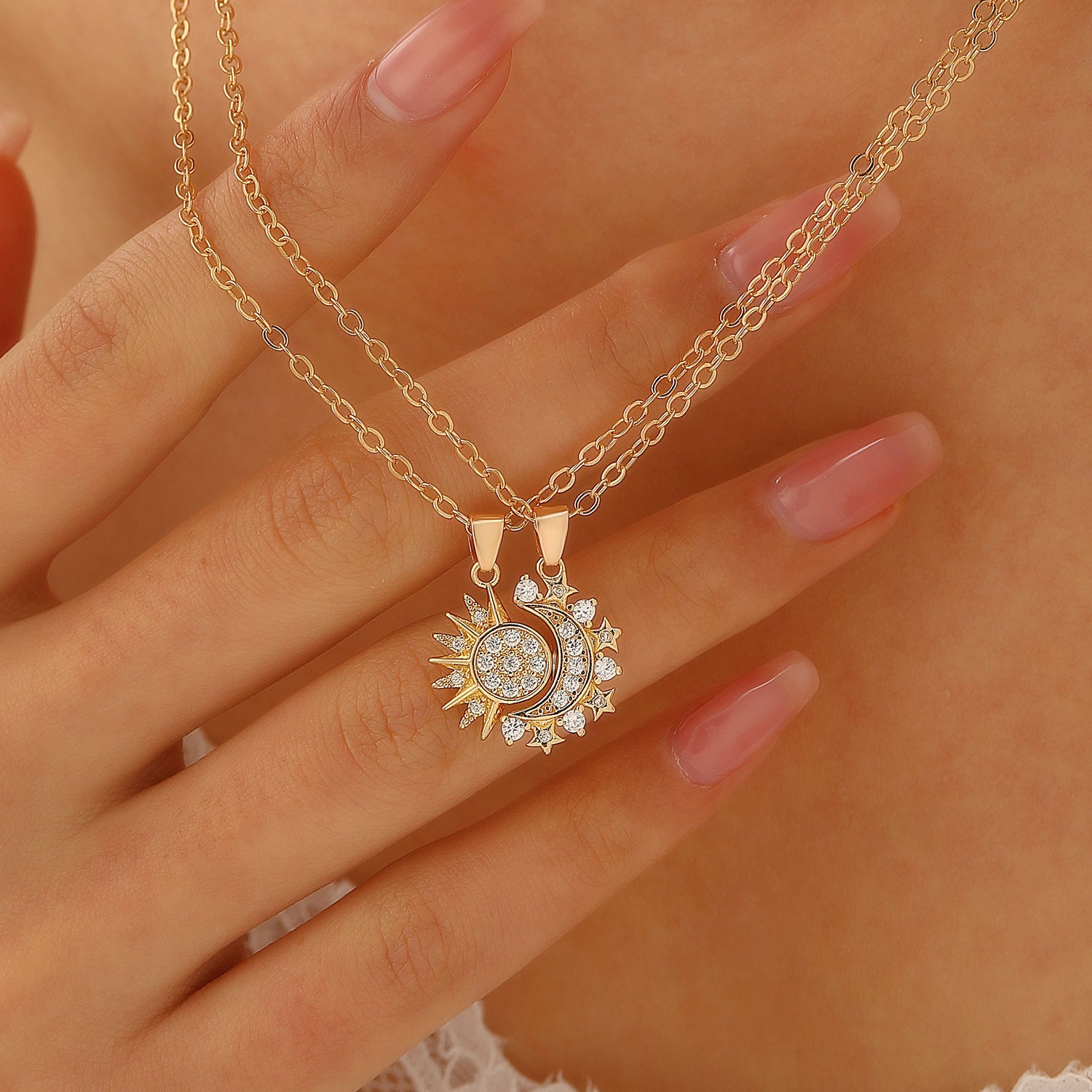 2 Piece Sun & Moon Magnetic Necklace