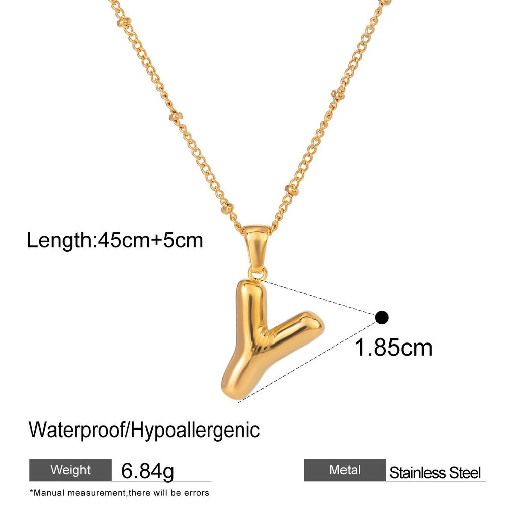 Stainless Steel Letter Bubble Necklace