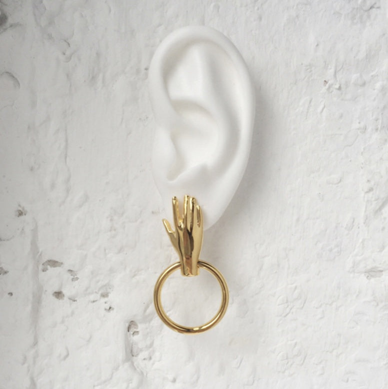 Palm ring 925 silver earrings