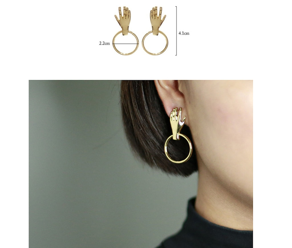 Palm ring 925 silver earrings