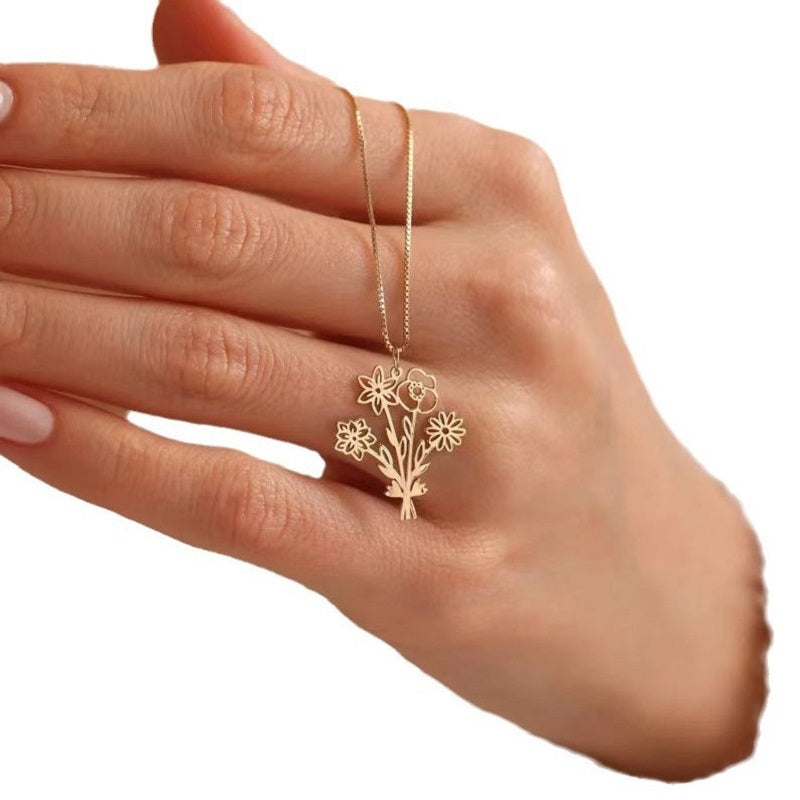 Customized Birthday Flower Necklace