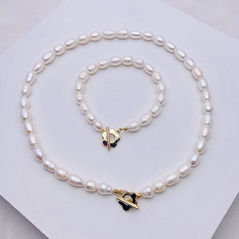 Natural Pearl Flower Chain Necklace