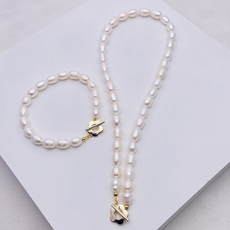 Natural Pearl Flower Chain Necklace