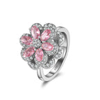 Pink Flower Zircon Diamond Ring