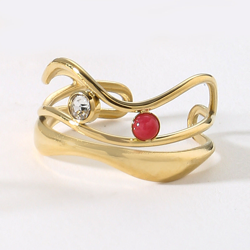 Stainless Steel Zircon Ring