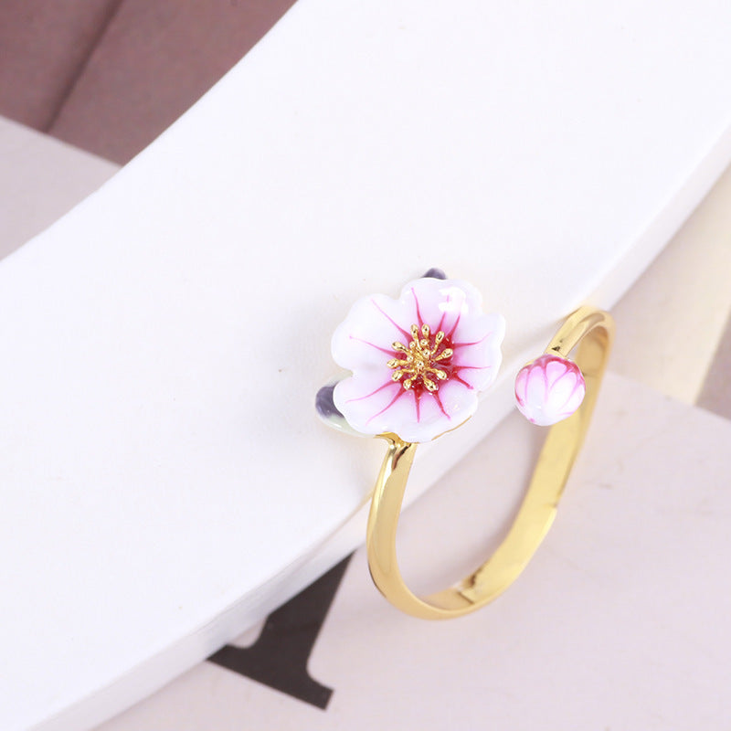 Hand Painted Glaze Flower Ring
