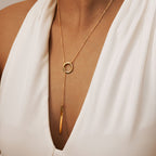 Cross Chain Round Ring Necklace