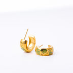 Painted Flower C-Shaped Earrings