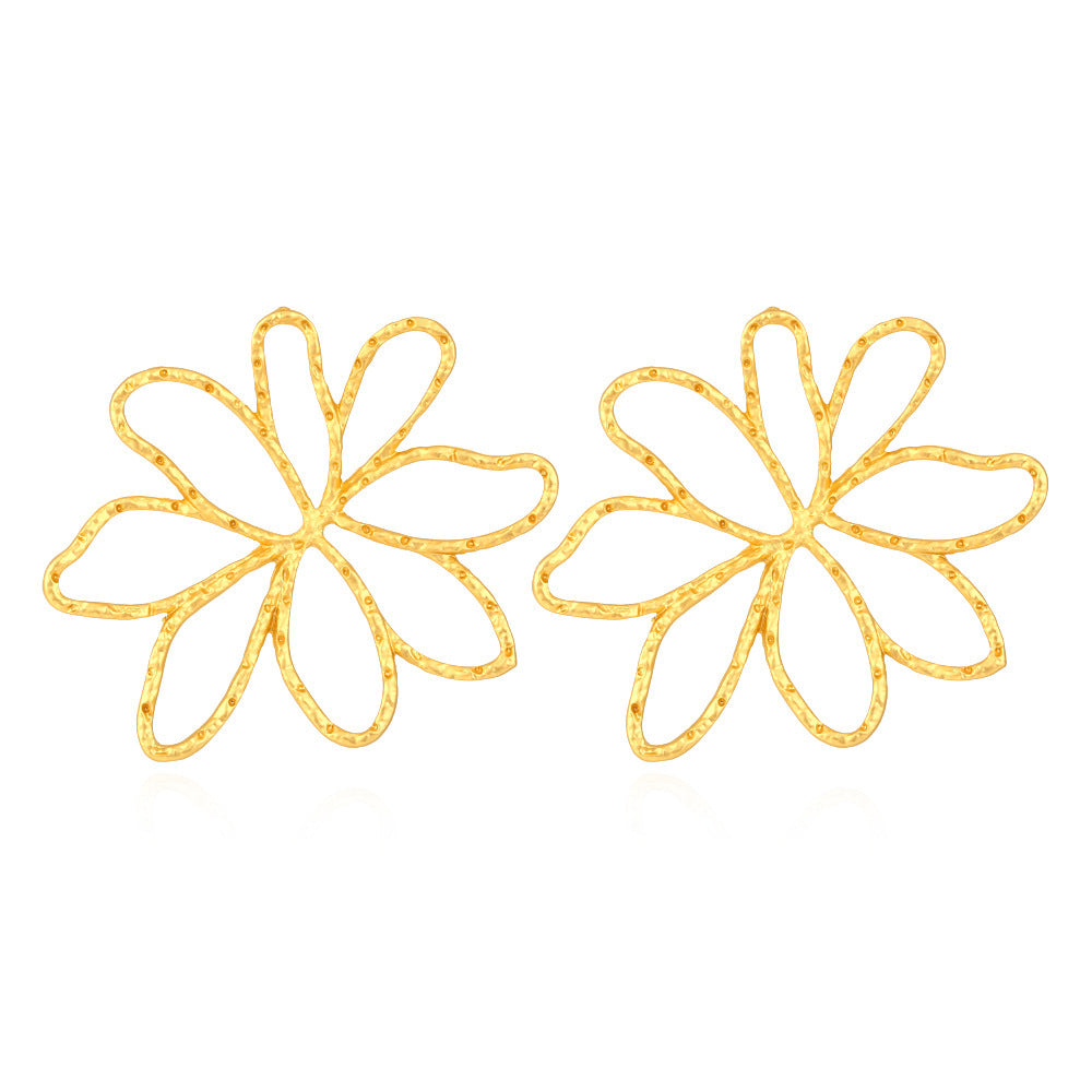 Hollow Matte Gold Flower Earrings