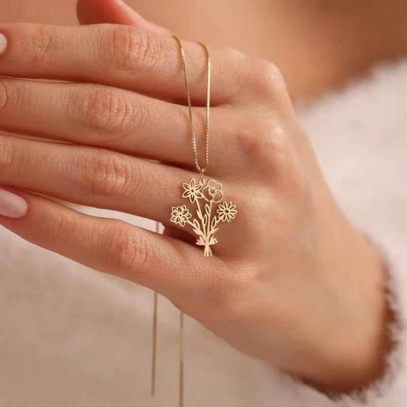 Customized Birthday Flower Necklace