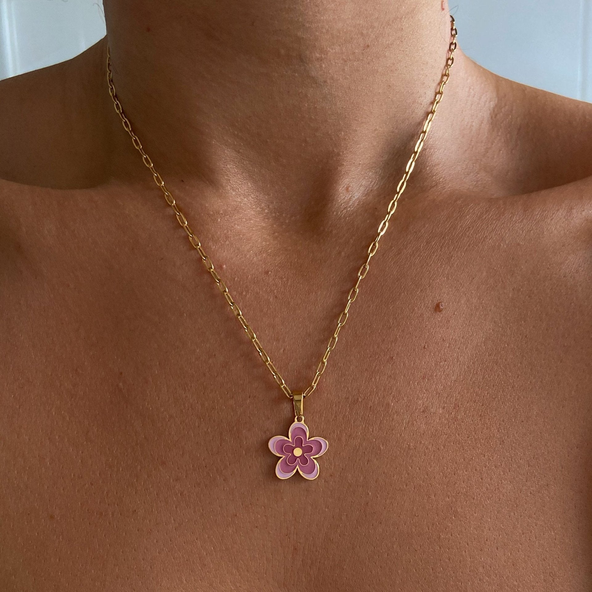 Bold Colorful Flower Pendant Necklace