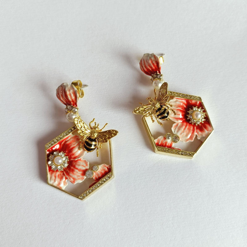 Bee Flower Earrings