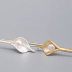 Silver Pearl Flower Earrings