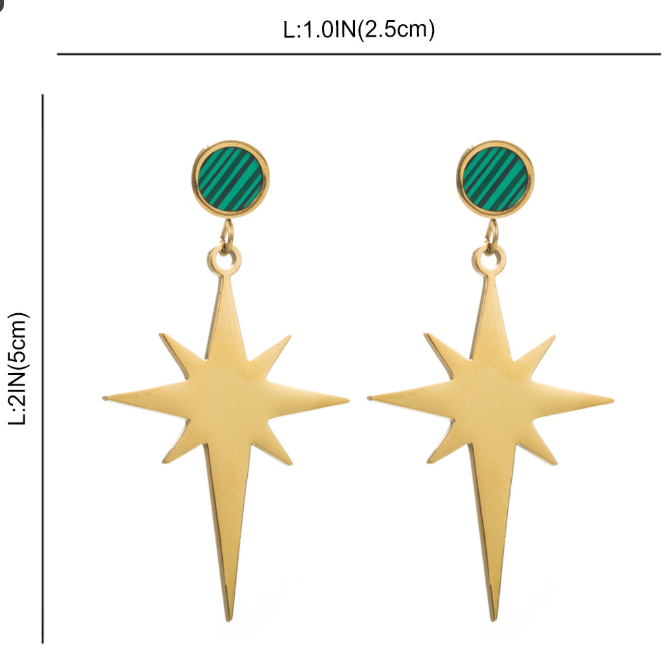 Stainless Steel Star Earrings