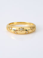 Flower-Engraved Gold Ring