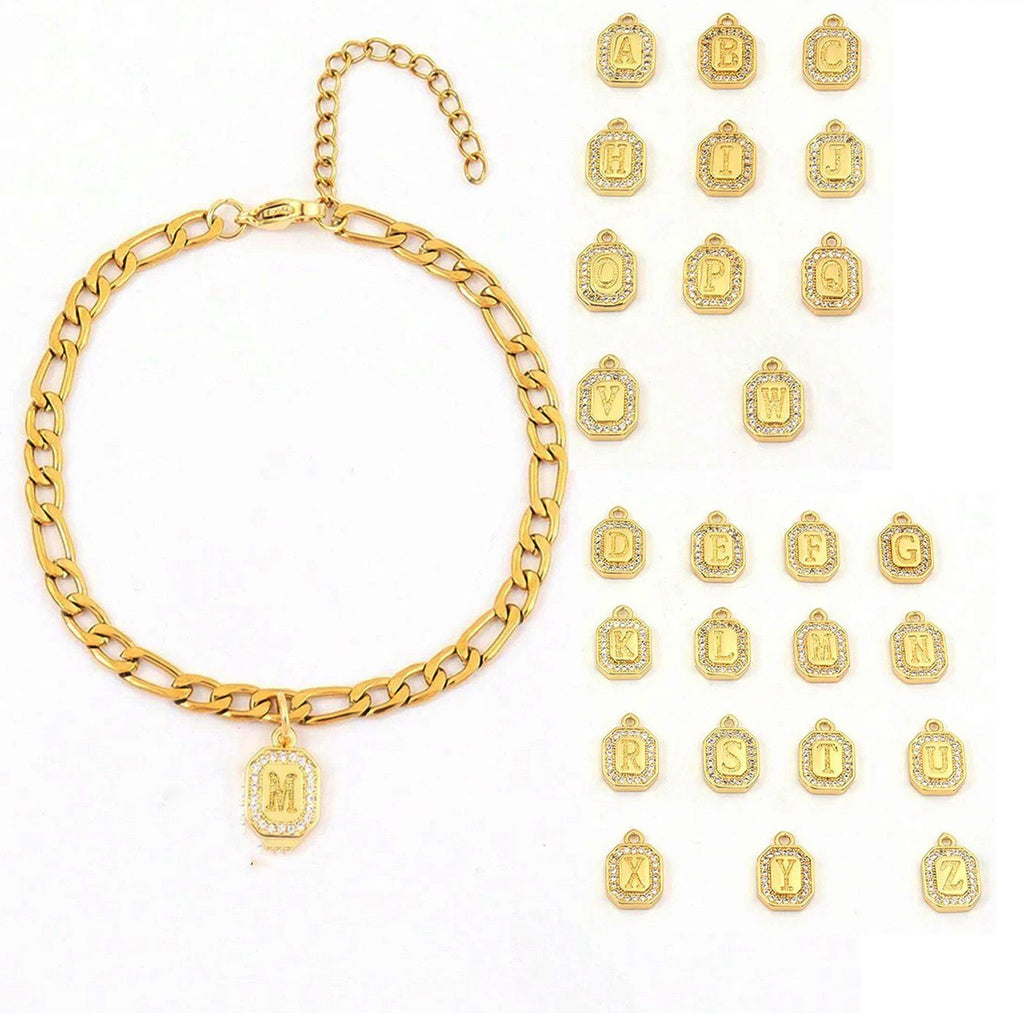 Initial Letter Pendant Bracelet