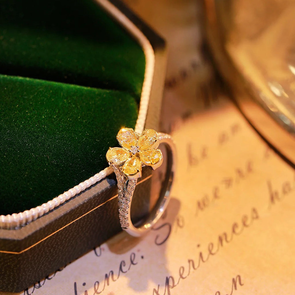 Yellow Petal Flower Ring