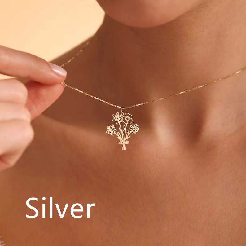 Customized Birthday Flower Necklace
