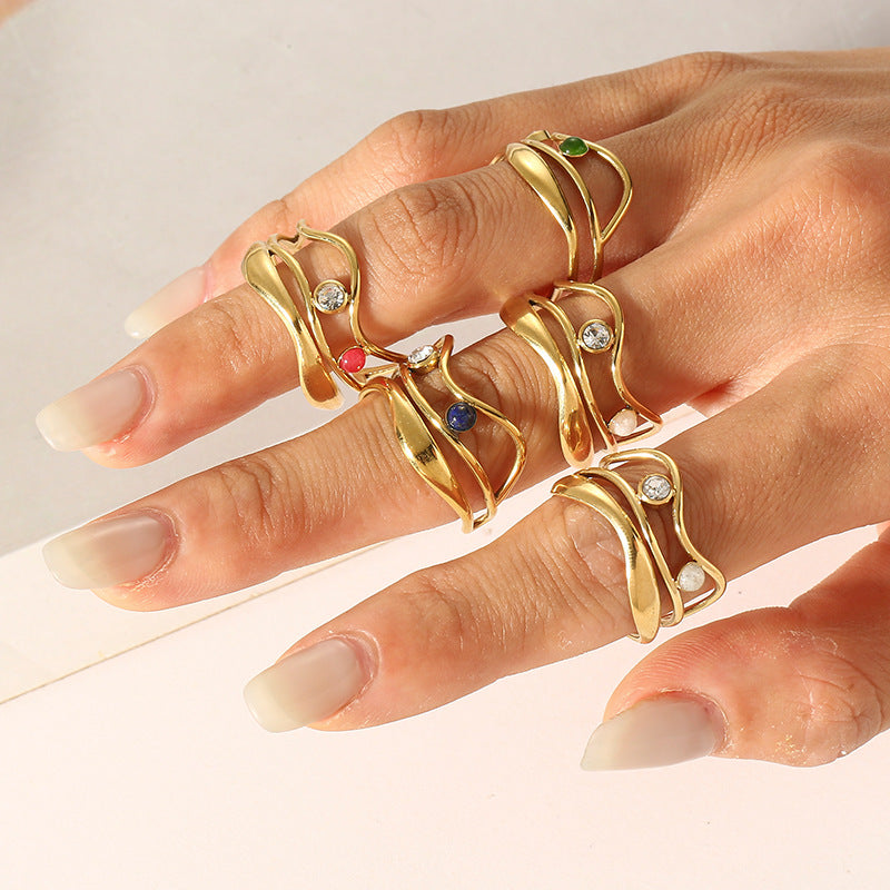 Stainless Steel Zircon Ring