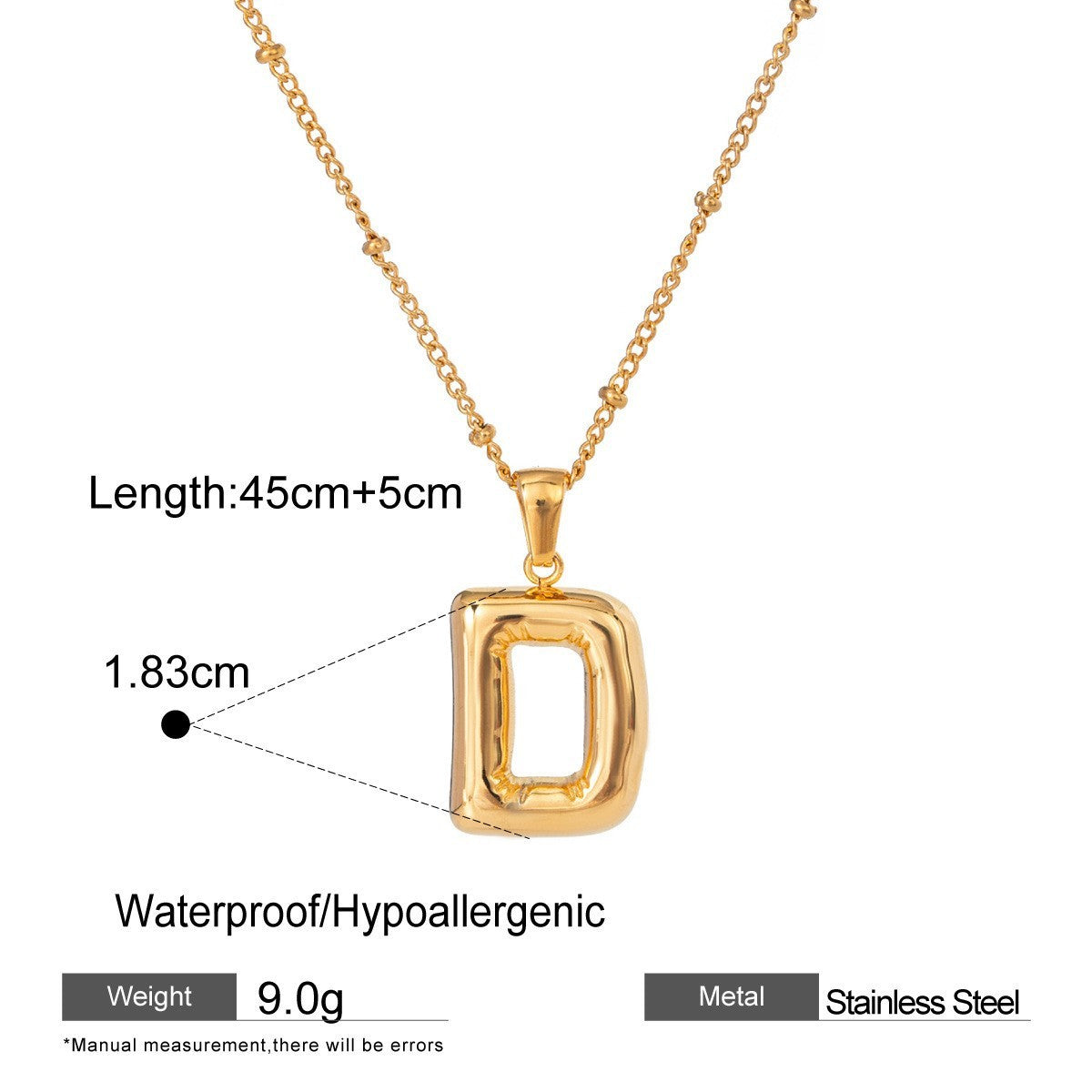 Stainless Steel Letter Bubble Necklace