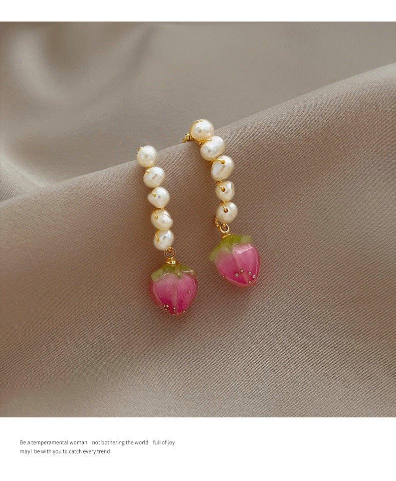 Silver Needle Flower Pearl Earrings