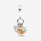 Silver Two-tone Sun Moon Star Pendant