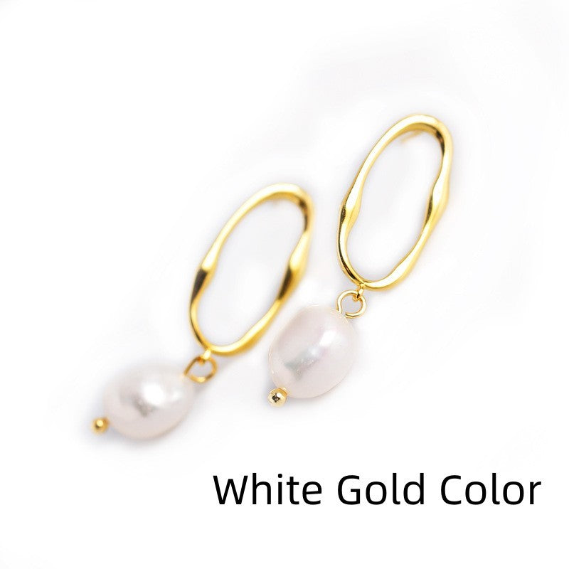 Irregular Shaped Water Pearl Earrings