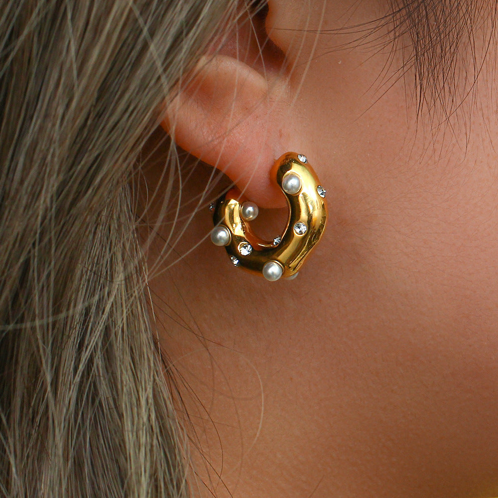 C-Shaped Gold Earrings