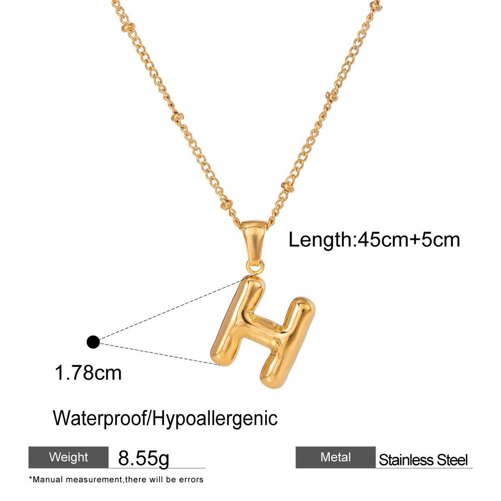 Stainless Steel Letter Bubble Necklace