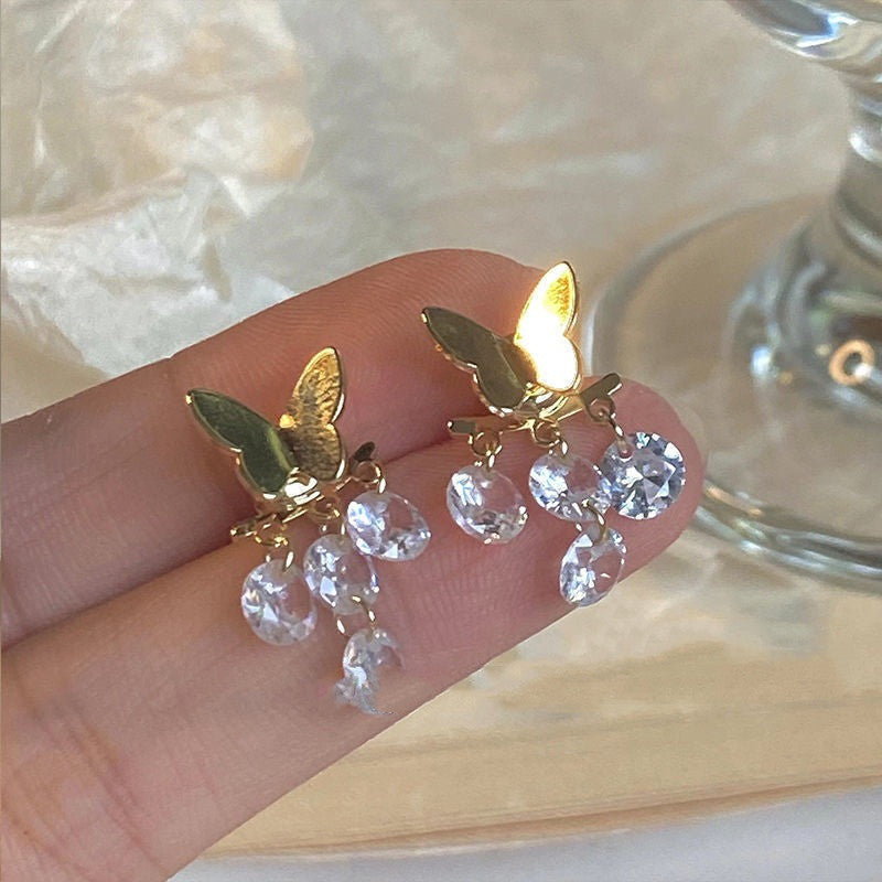 Fairy Gold Butterfly Earrings