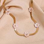Gold Blade Flower Chain Necklace