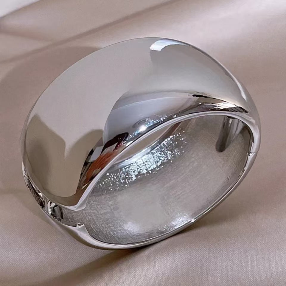 Wide Curved Open Bracelet