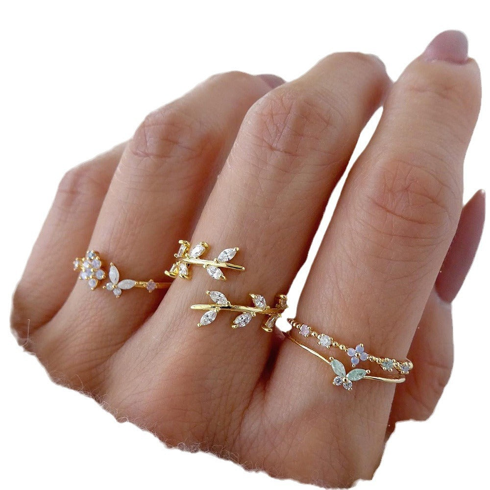 Delicate Butterfly Hollow Ring Set