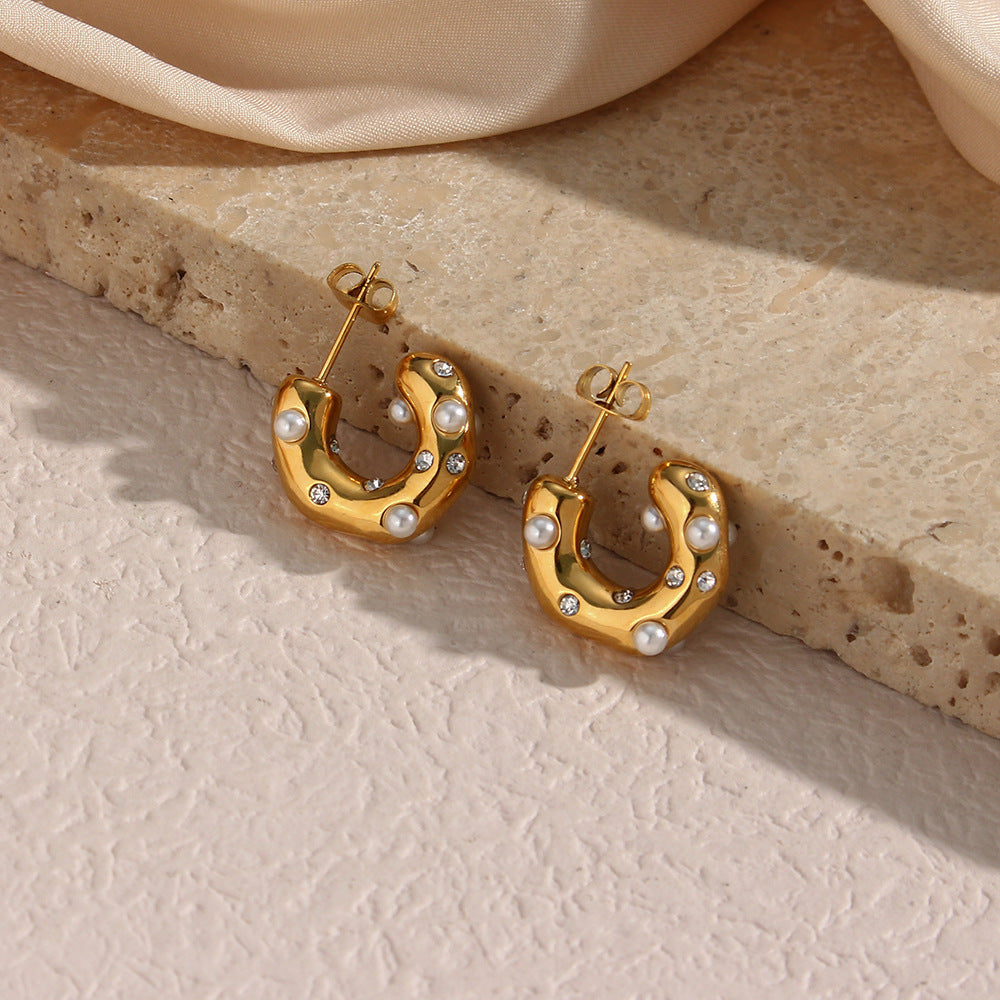 C-Shaped Gold Earrings