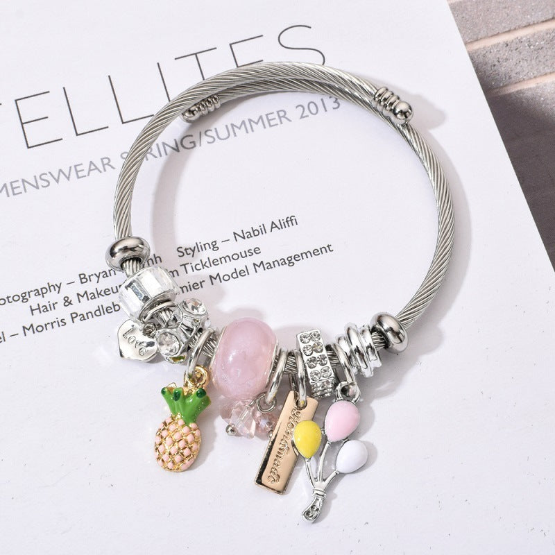 Stainless steel crystal  bracelet