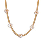 Gold Blade Flower Chain Necklace