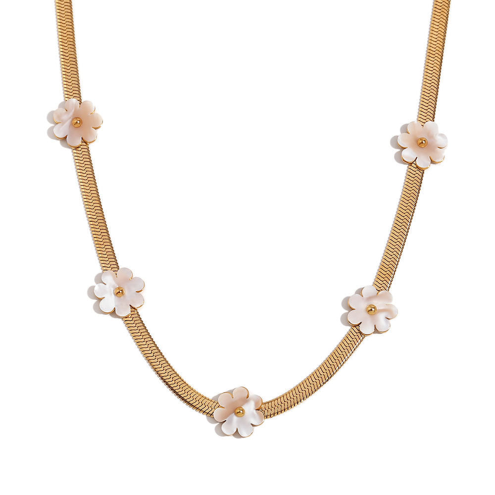 Gold Blade Flower Chain Necklace
