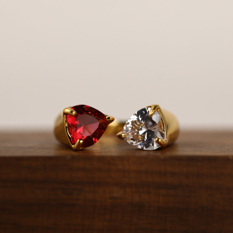 Asymmetrical Open Zircon Ring