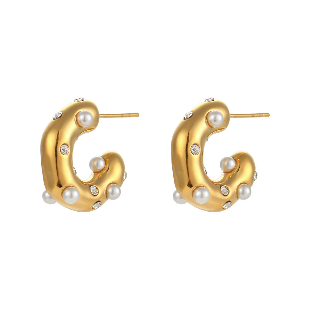 C-Shaped Gold Earrings