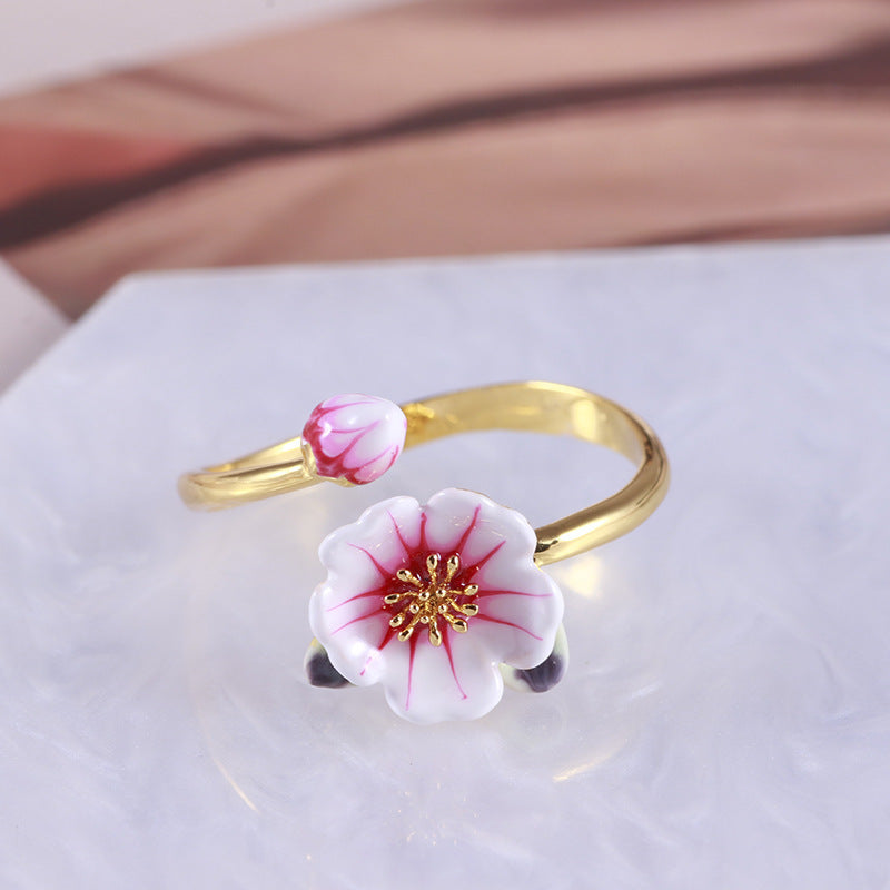 Hand Painted Glaze Flower Ring