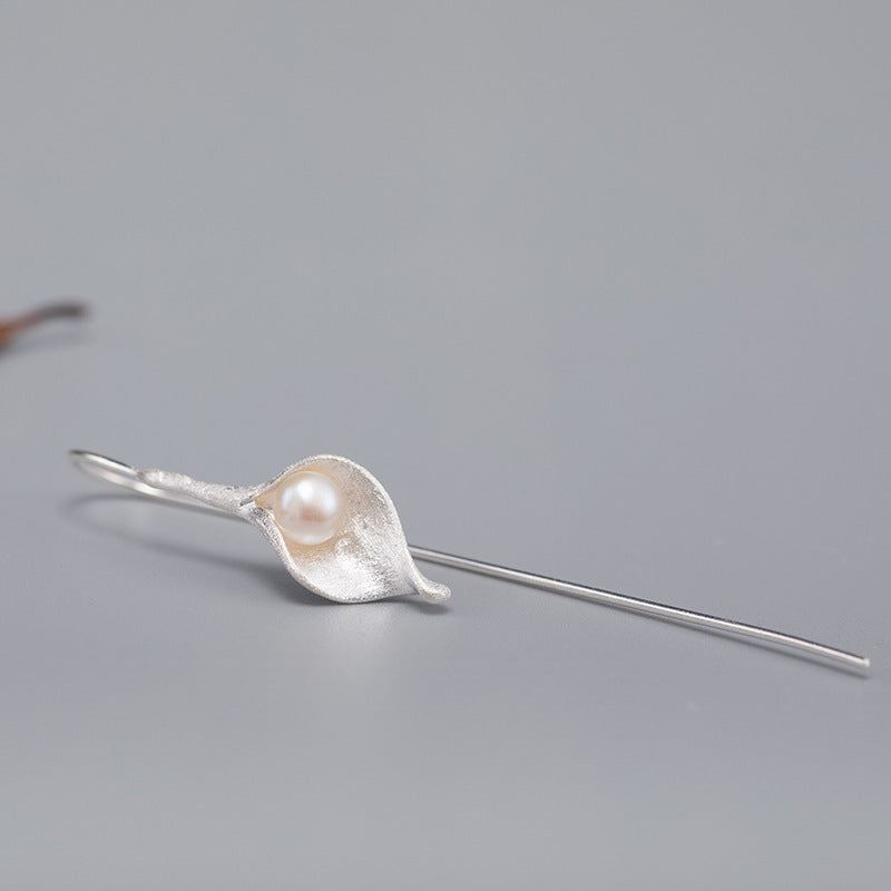 Silver Pearl Flower Earrings