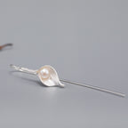 Silver Pearl Flower Earrings