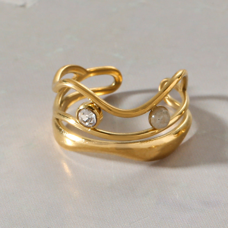 Stainless Steel Zircon Ring