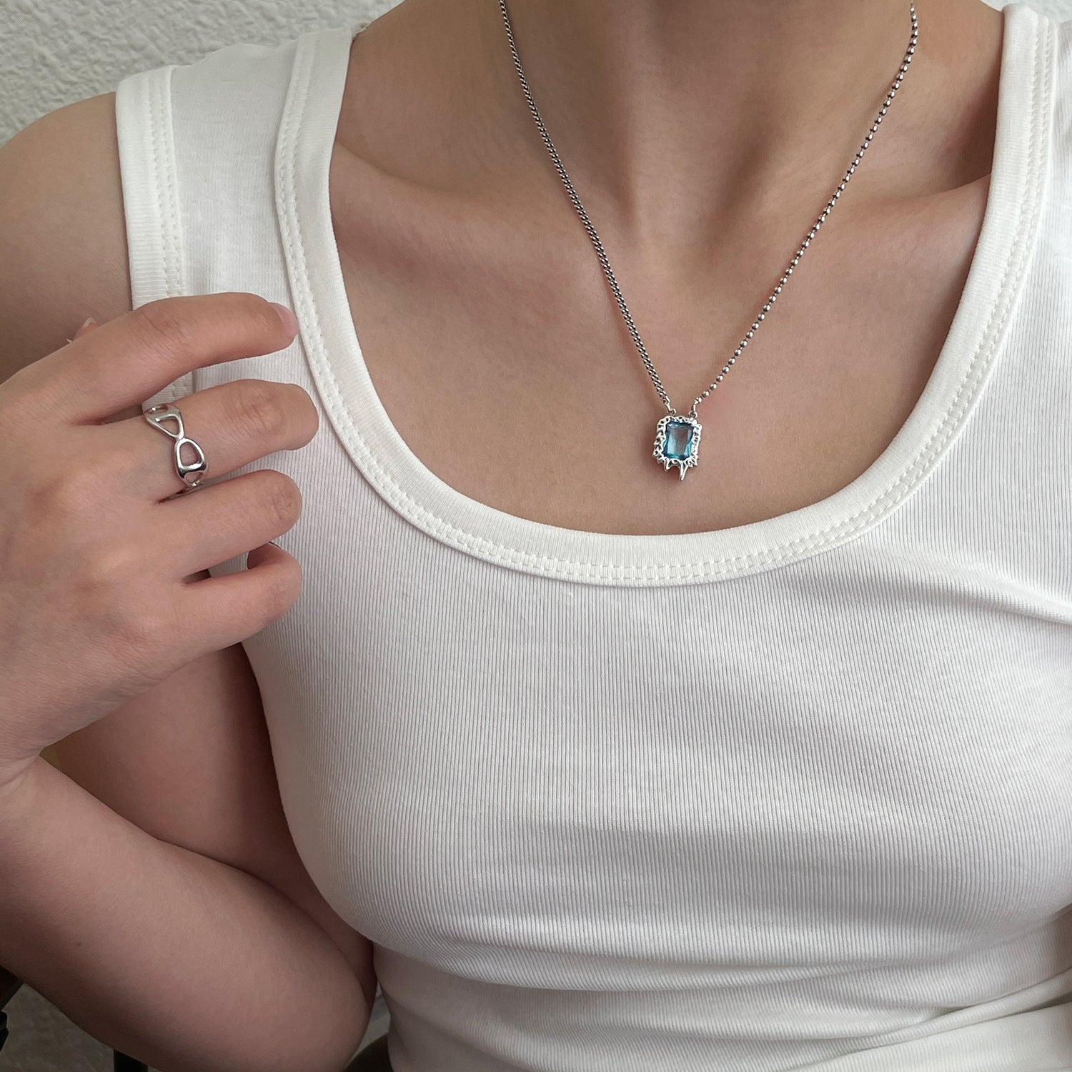 Sterling Silver Blue Zircon Chain