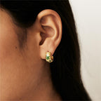 Painted Flower C-Shaped Earrings