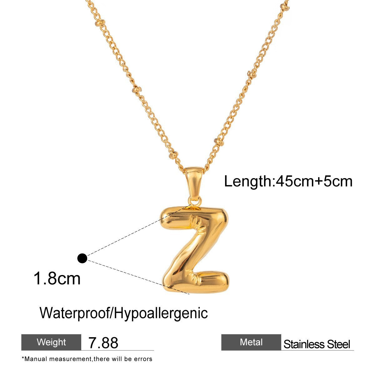 Stainless Steel Letter Bubble Necklace